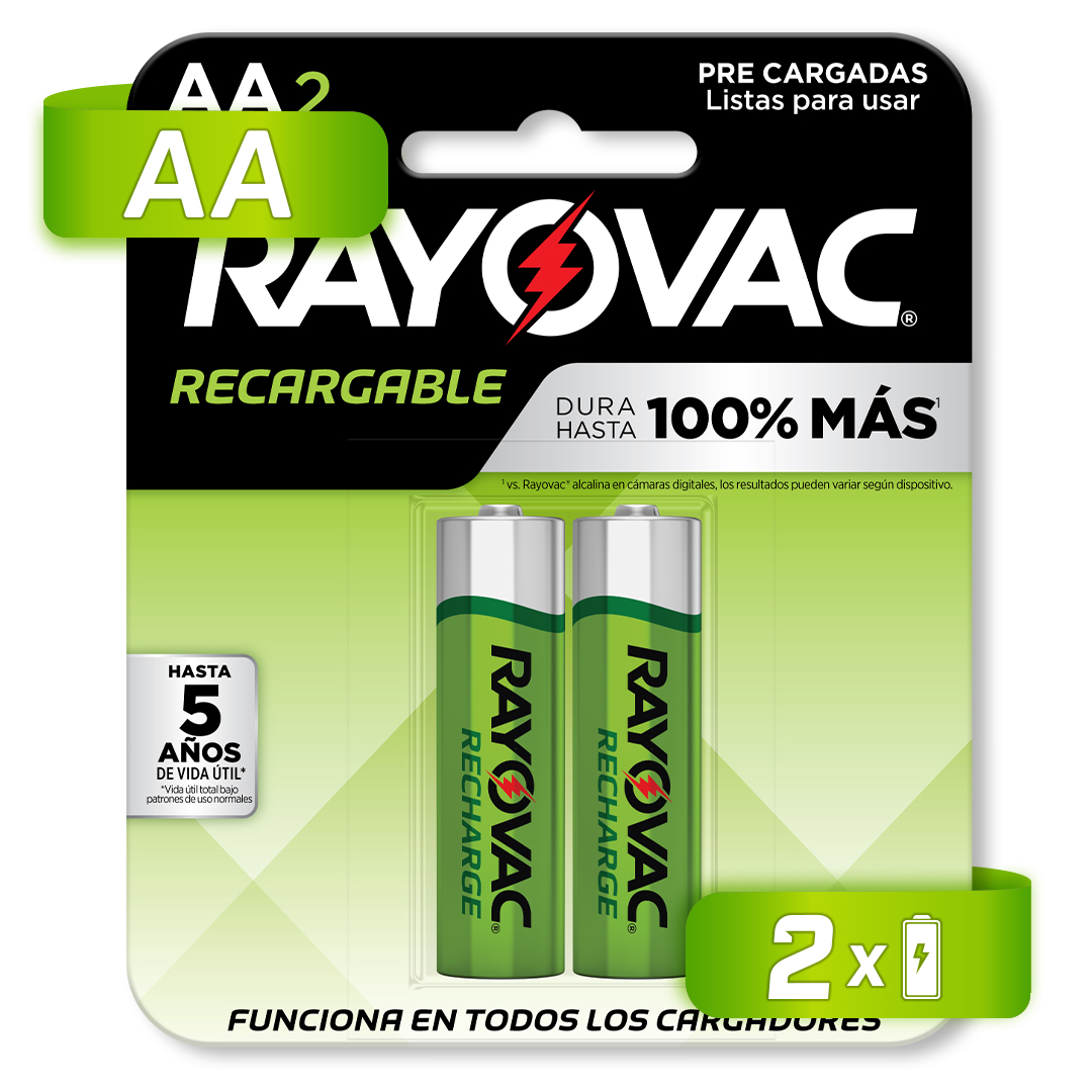 Pilas Baterías Rayovac Recargables 2 Piezas AA 1350 mAh