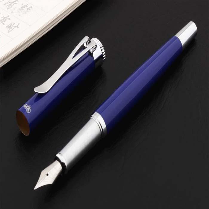 Plumas Tipo Fuente Diseño Elegante MXBEA-006-1 2pzas 0,5mm Punta AzulBlanco 2 Tintas Azul Marino Acero Inoxidable Para Cartucho SmallCartri 3,4mm, BlueStar