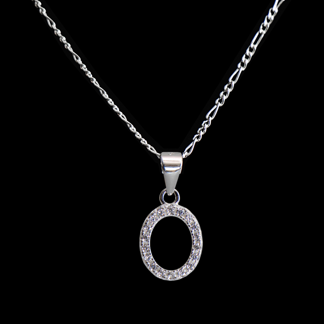 Dije letra O abecedario plata 925 + cadena plata 925 inicial