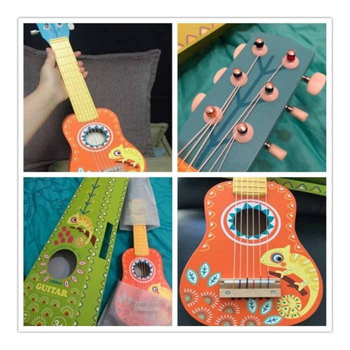Juguete Guitarra Camaleón Naranja De Madera Mideer 