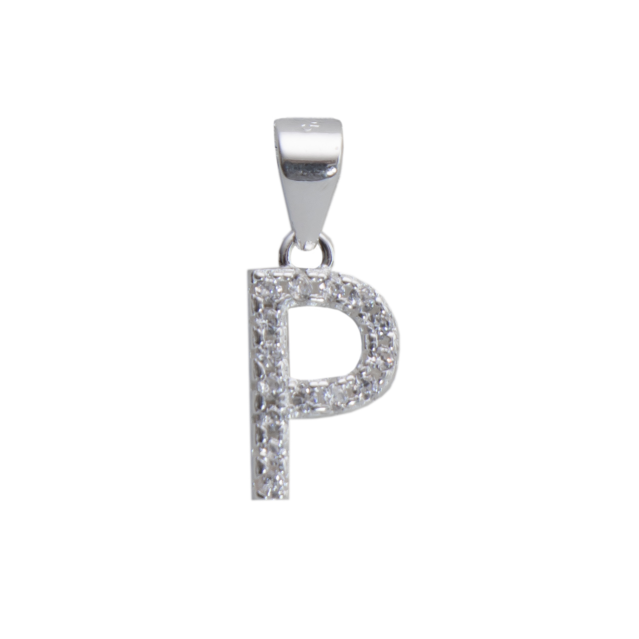Dije letra P abecedario plata 925 + cadena plata 925 inicial