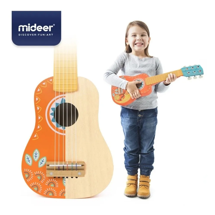 Juguete Guitarra Camaleón Naranja De Madera Mideer 