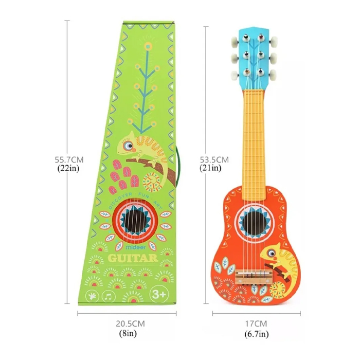 Juguete Guitarra Camaleón Naranja De Madera Mideer 
