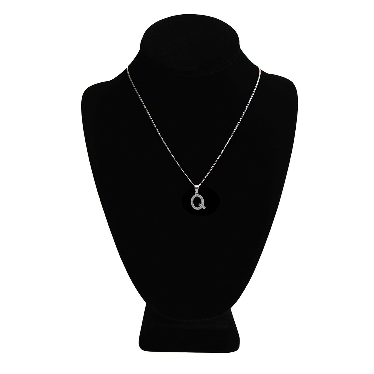 Dije letra Q abecedario plata 925 + cadena plata 925 inicial