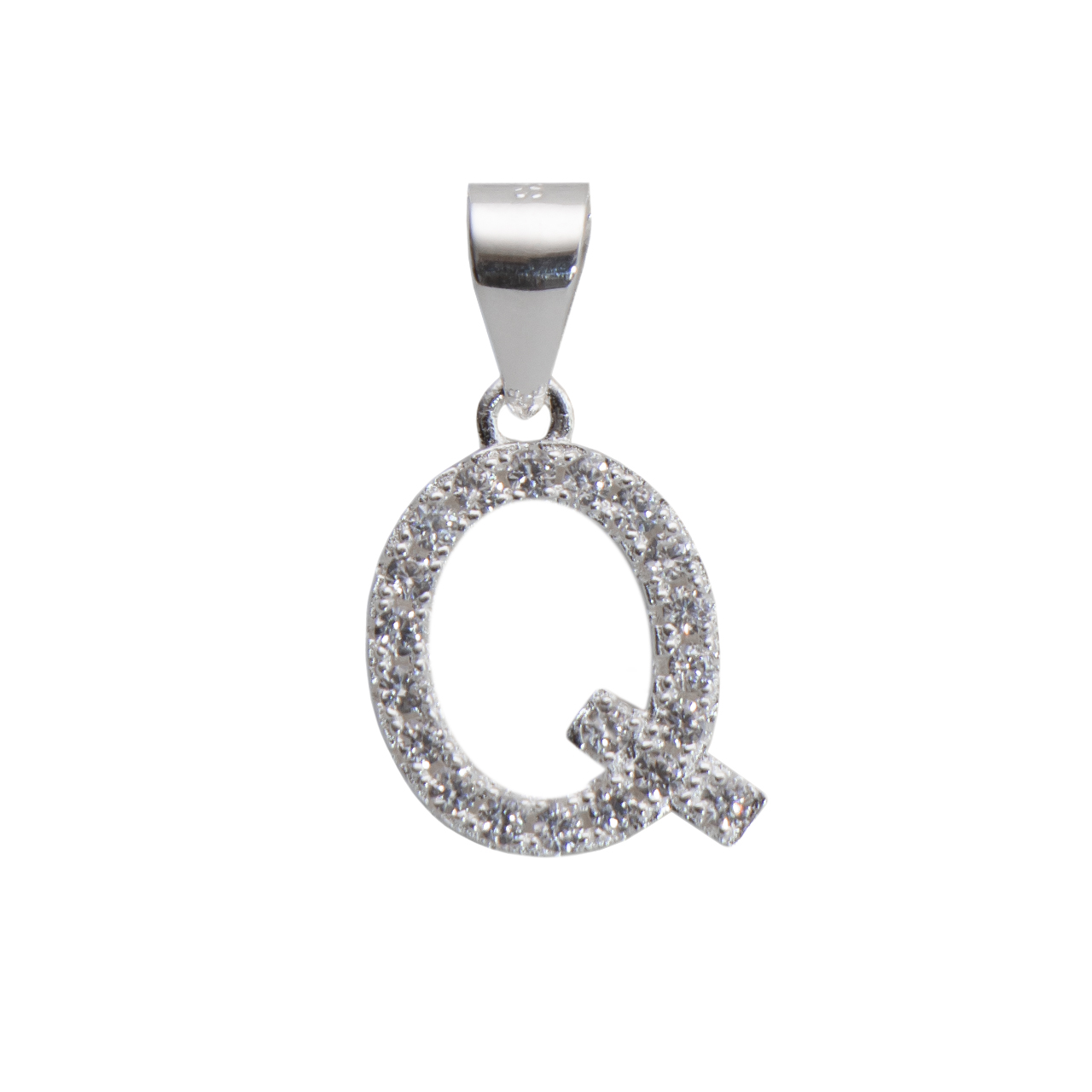 Dije letra Q abecedario plata 925 + cadena plata 925 inicial