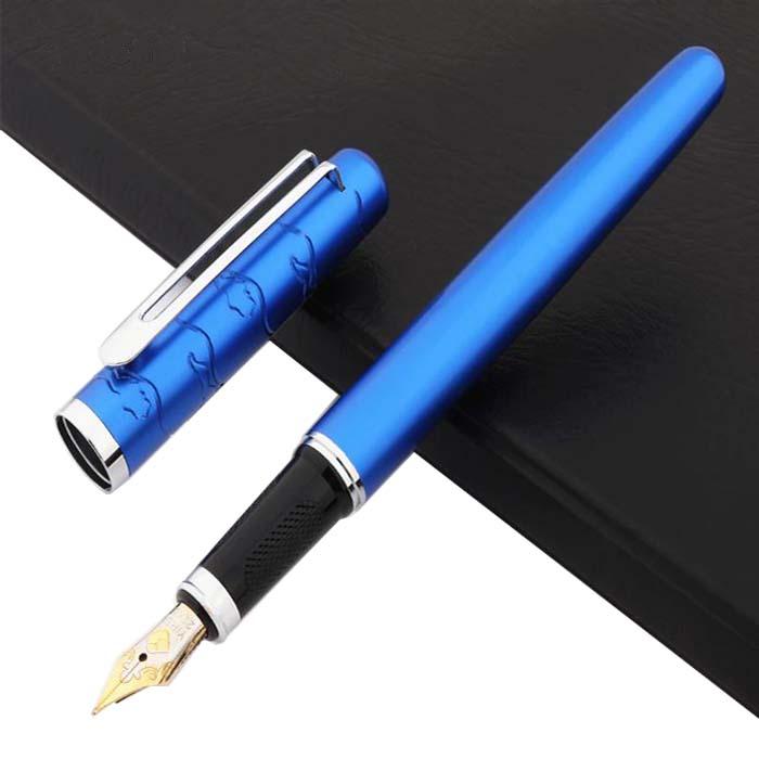 Plumas Fuente Profesional MXCYB-002 2pzas 0,5mm Punta Azul 2 Tintas Negras Acero Inoxidable Para Cartucho LargeCartri 4mm, CherryBlue