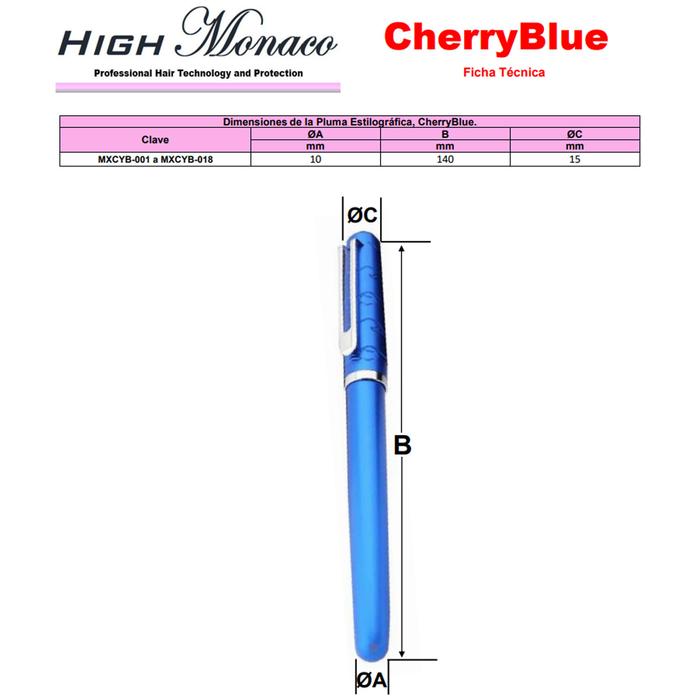 Plumas Fuente Profesional MXCYB-002 2pzas 0,5mm Punta Azul 2 Tintas Negras Acero Inoxidable Para Cartucho LargeCartri 4mm, CherryBlue