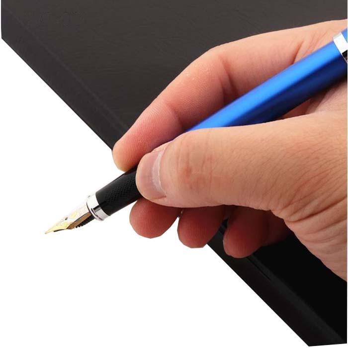 Plumas Fuente Profesional MXCYB-002 2pzas 0,5mm Punta Azul 2 Tintas Negras Acero Inoxidable Para Cartucho LargeCartri 4mm, CherryBlue