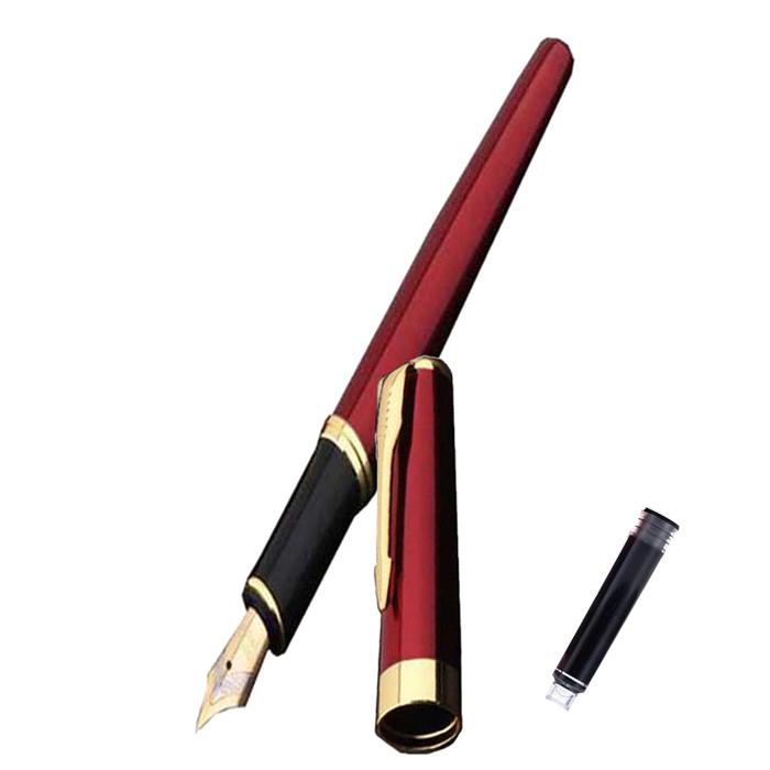 Pluma Fuente Punta Fina MXARW-007-2 1pza 0,5mm Punta RojoDorado 1 Tinta Verde Acero Inoxidable Para Cartucho SmallCartri 4mm, CherryRed