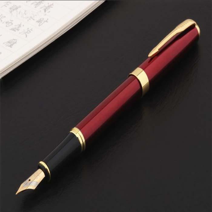 Pluma Fuente Punta Fina MXARW-007-2 1pza 0,5mm Punta RojoDorado 1 Tinta Verde Acero Inoxidable Para Cartucho SmallCartri 4mm, CherryRed