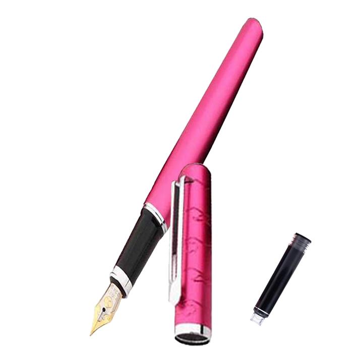 Pluma Tipo Fuente Suministro MXGEY-003 1pza 0,5mm Punta Rosa 1 Tinta Morada Acero Inoxidable Para Cartucho LargeCartri 4mm, CherryRose
