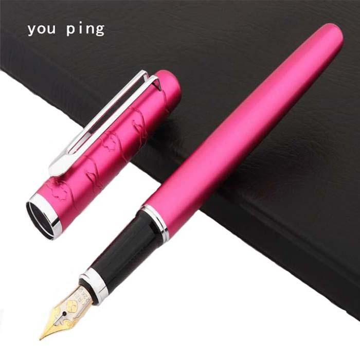 Pluma Tipo Fuente Suministro MXGEY-003 1pza 0,5mm Punta Rosa 1 Tinta Morada Acero Inoxidable Para Cartucho LargeCartri 4mm, CherryRose