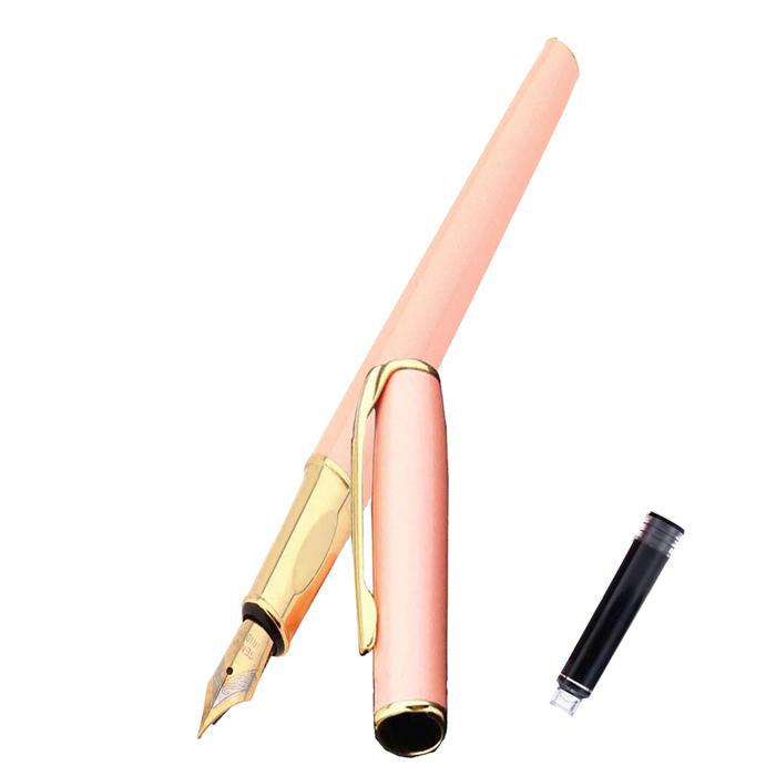 Plumas Tipo Fuente para Mujer MXLRO-010-1 2pzas 0,5mm Punta OroDorado 2 Tintas Rojas Acero Inoxidable Para Cartucho SmallCartri 3,4mm, CoralRose