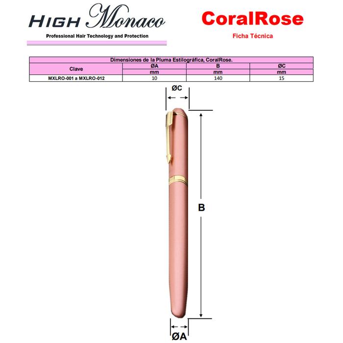 Plumas Tipo Fuente para Mujer MXLRO-010-1 2pzas 0,5mm Punta OroDorado 2 Tintas Rojas Acero Inoxidable Para Cartucho SmallCartri 3,4mm, CoralRose
