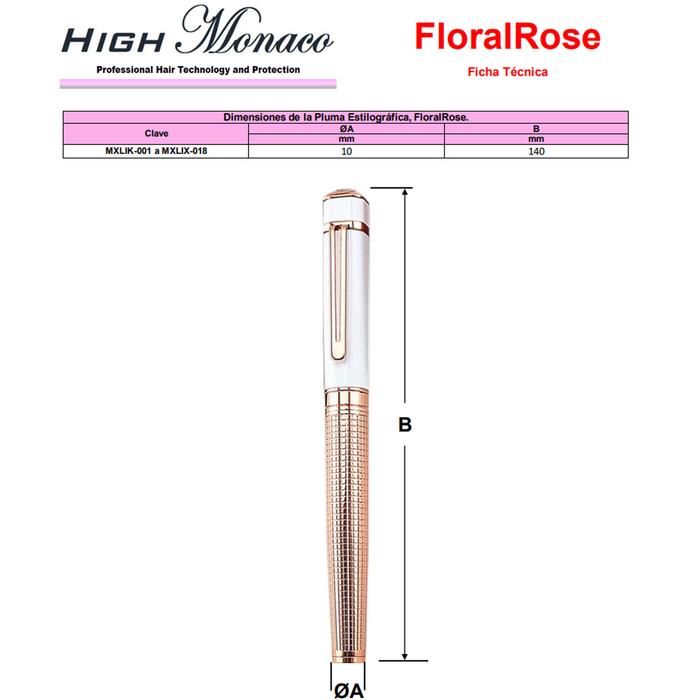 Plumas Tipo Fuente Punto Fina MXLIK-002 2pzas 0,5mm RosaBlanco 2 Tintas Negras Acero Inoxidable Para Cartucho SmallCartri, FloralRose