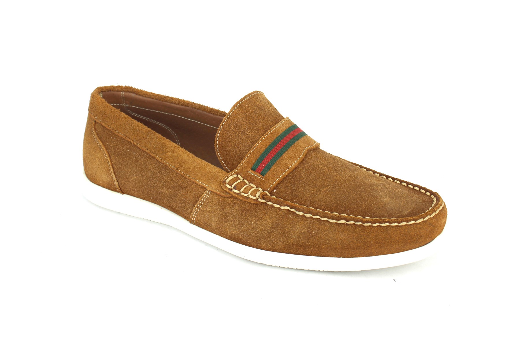 Mocasín AH GUSTO Para Hombre En Fino Piel Gamuza Cómodos Color Miel.