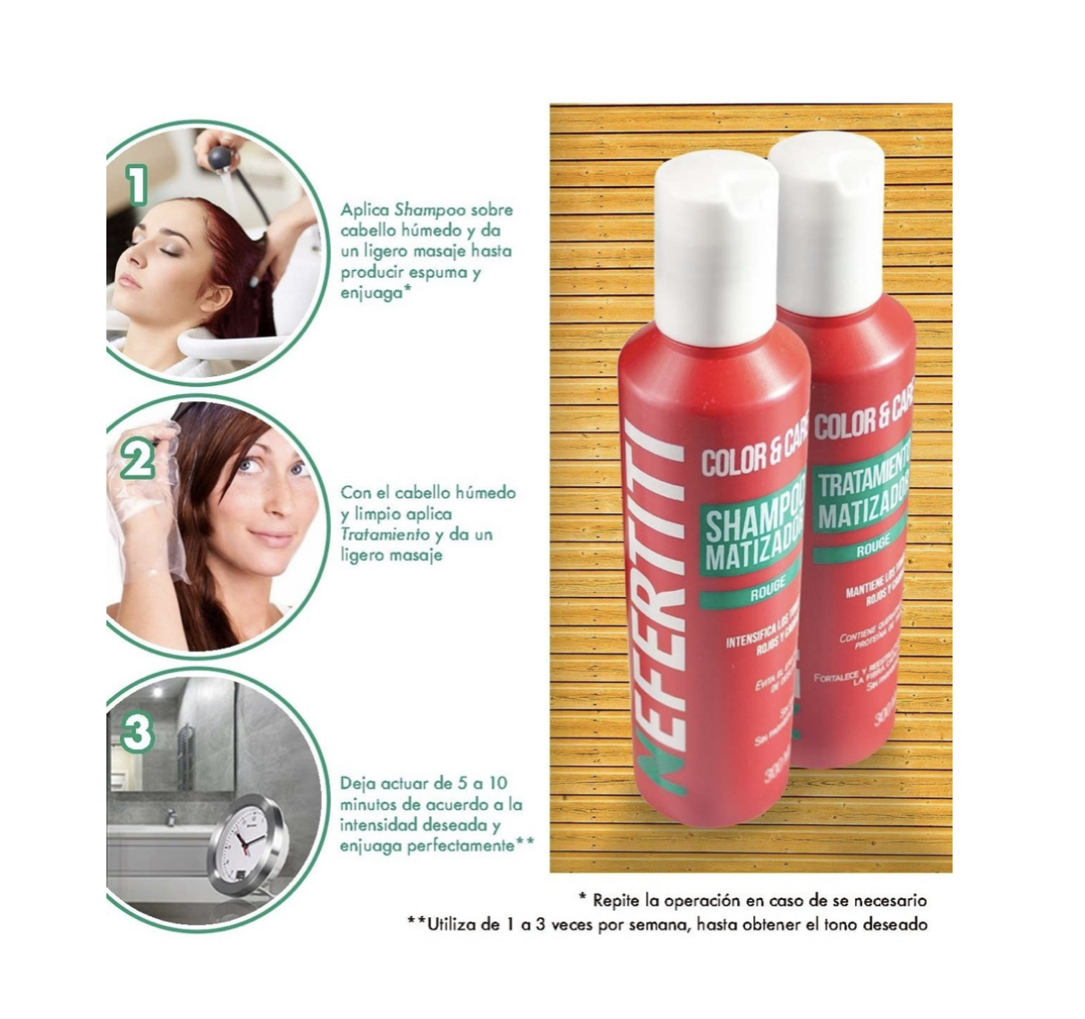 Shampoo Matizador Rojo + Tratamiento Con Keratina Nefertiti