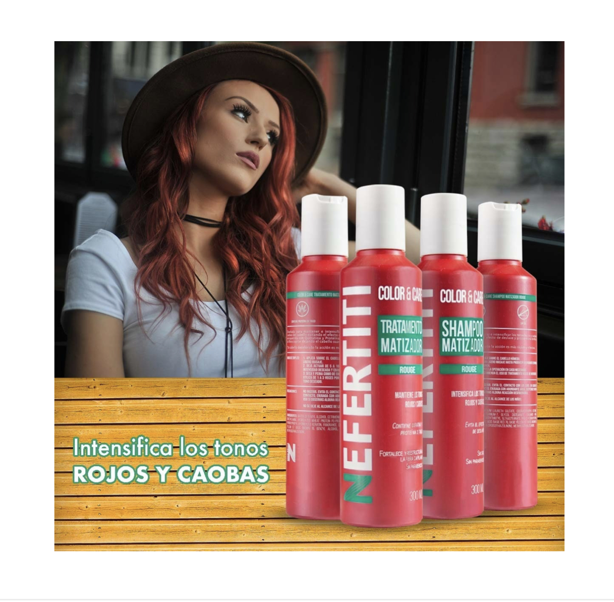 Shampoo Matizador Rojo + Tratamiento Con Keratina Nefertiti