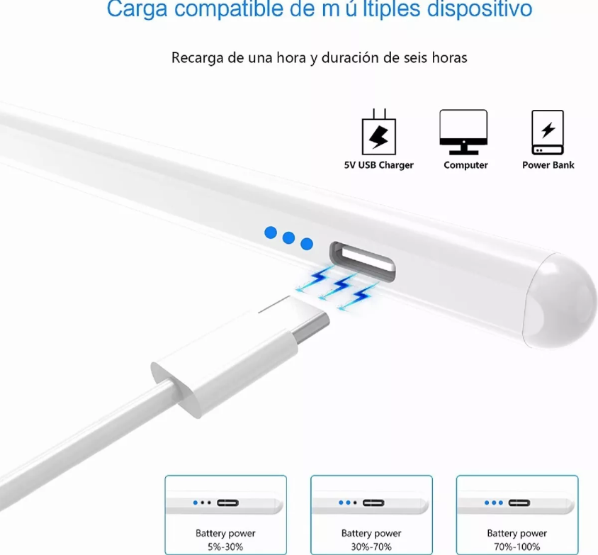 Lápiz Táctil Resistivo Para iPad Android Tablet iPhone Pc Blanco