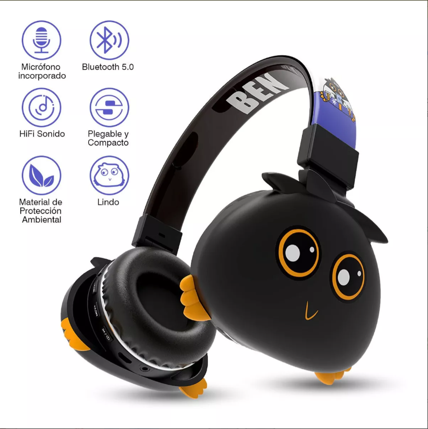 Audífonos Inalámbricos 1 hora AUT202N Bluetooth 5.1 De Diadema Bluetooth  Plegable 28 horas de tiempo de juego con micrófono Manos Libre Color Negro