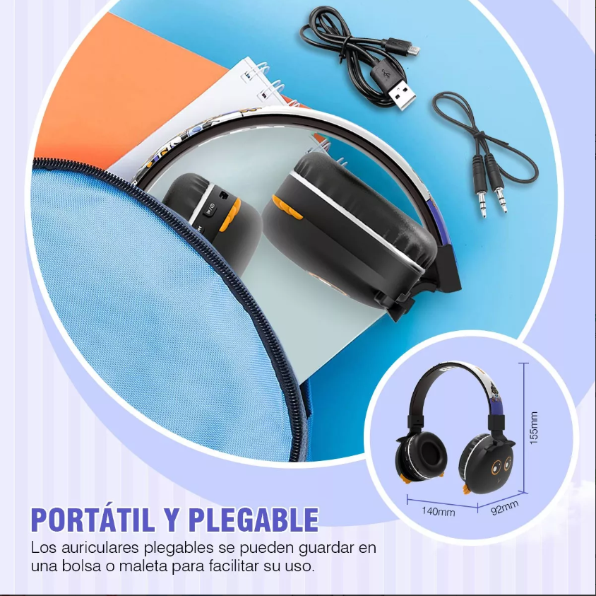 Audífonos De Diadema Bluetooth Infantil Negro