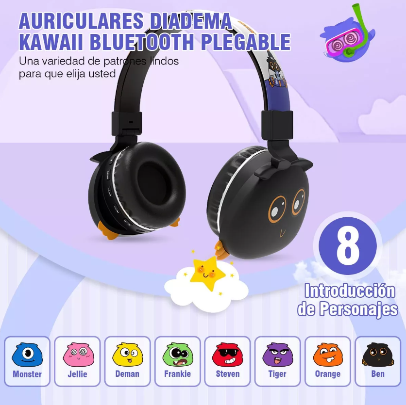 Audífonos De Diadema Bluetooth Infantil Negro