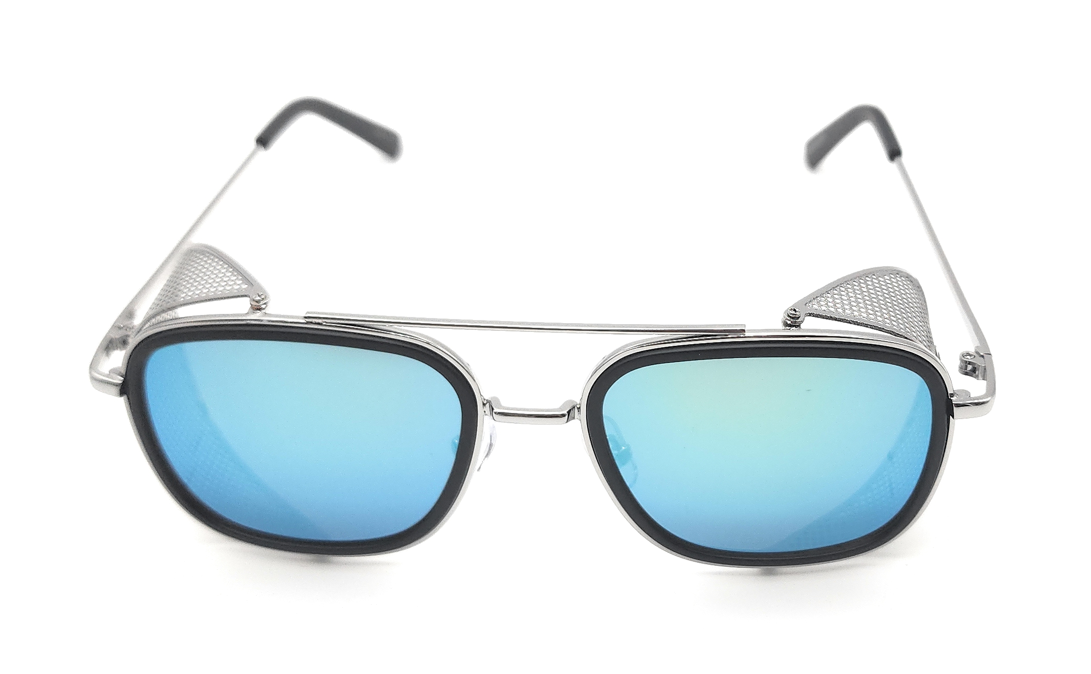 LENTES DE SOL SERSUN TONY STARK STEAMPUNK M2045CM AZUL CLARO POLICARBONATO UV400 UNISEX GAFAS DE SOL PARA HOMBRE Y MUJER