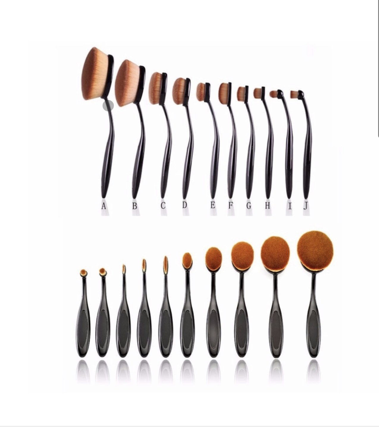 Set Kit 10 Brochas Ovalo Maquillaje Profesional Esp