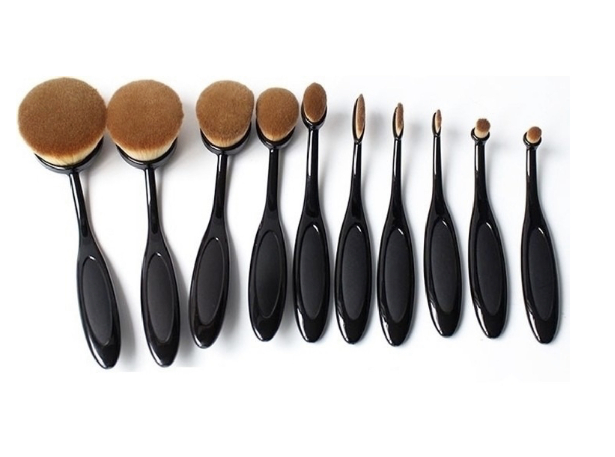 Set Kit 10 Brochas Ovalo Maquillaje Profesional Esp