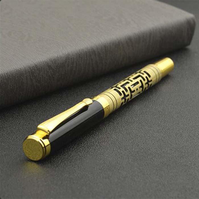 Plumas Fuente Elegante MXGMZ-011-2 1pza 0,5mm punta DoradoNegro 1 Tinta Rosa Acero Inoxidable Para Cartucho SmallCartri 3,4mm, GoldMaze