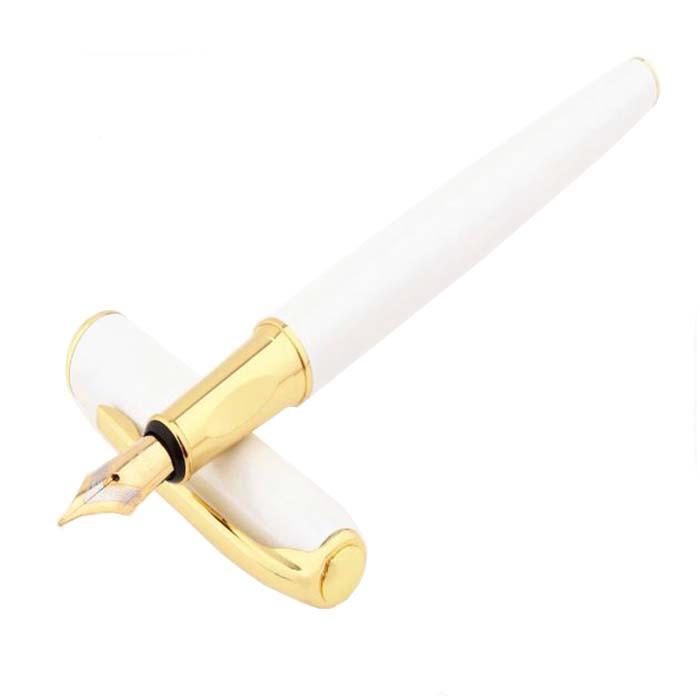 Plumas Tipo Fuente Alta Calidad MXIWE-008-1 2pzas 0,5mm punta Blanco 2 Tintas Verdes Acero Inoxidable Para Cartucho SmallCartri 3,4mm, IceWhite