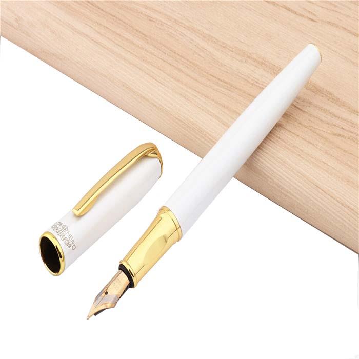 Plumas Tipo Fuente Alta Calidad MXIWE-008-1 2pzas 0,5mm punta Blanco 2 Tintas Verdes Acero Inoxidable Para Cartucho SmallCartri 3,4mm, IceWhite