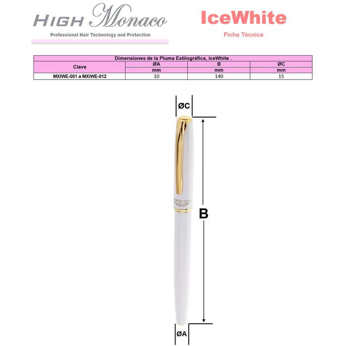 Plumas Tipo Fuente Alta Calidad MXIWE-008-1 2pzas 0,5mm punta Blanco 2 Tintas Verdes Acero Inoxidable Para Cartucho SmallCartri 3,4mm, IceWhite