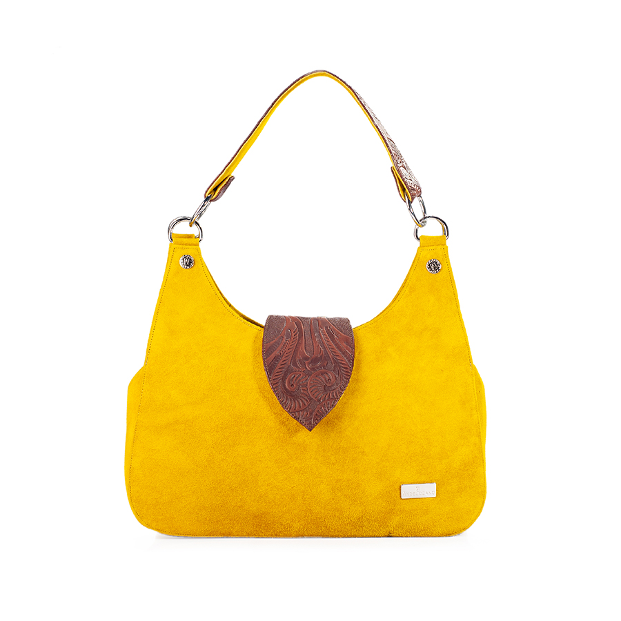 Bolso de Mano Nudo Mostaza