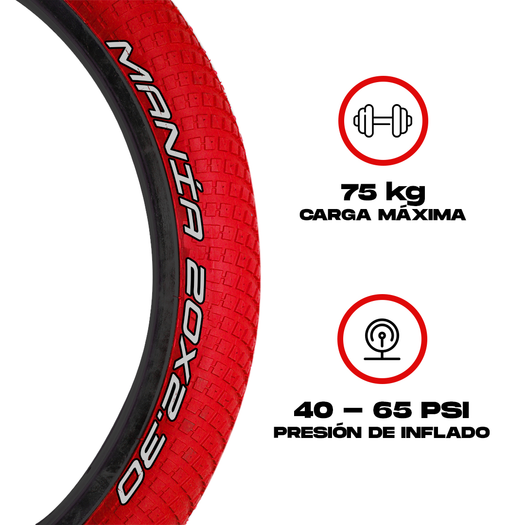 Par Llantas Bmx Bicicleta Freestyle Rodado 20 X 2.30 Rojas