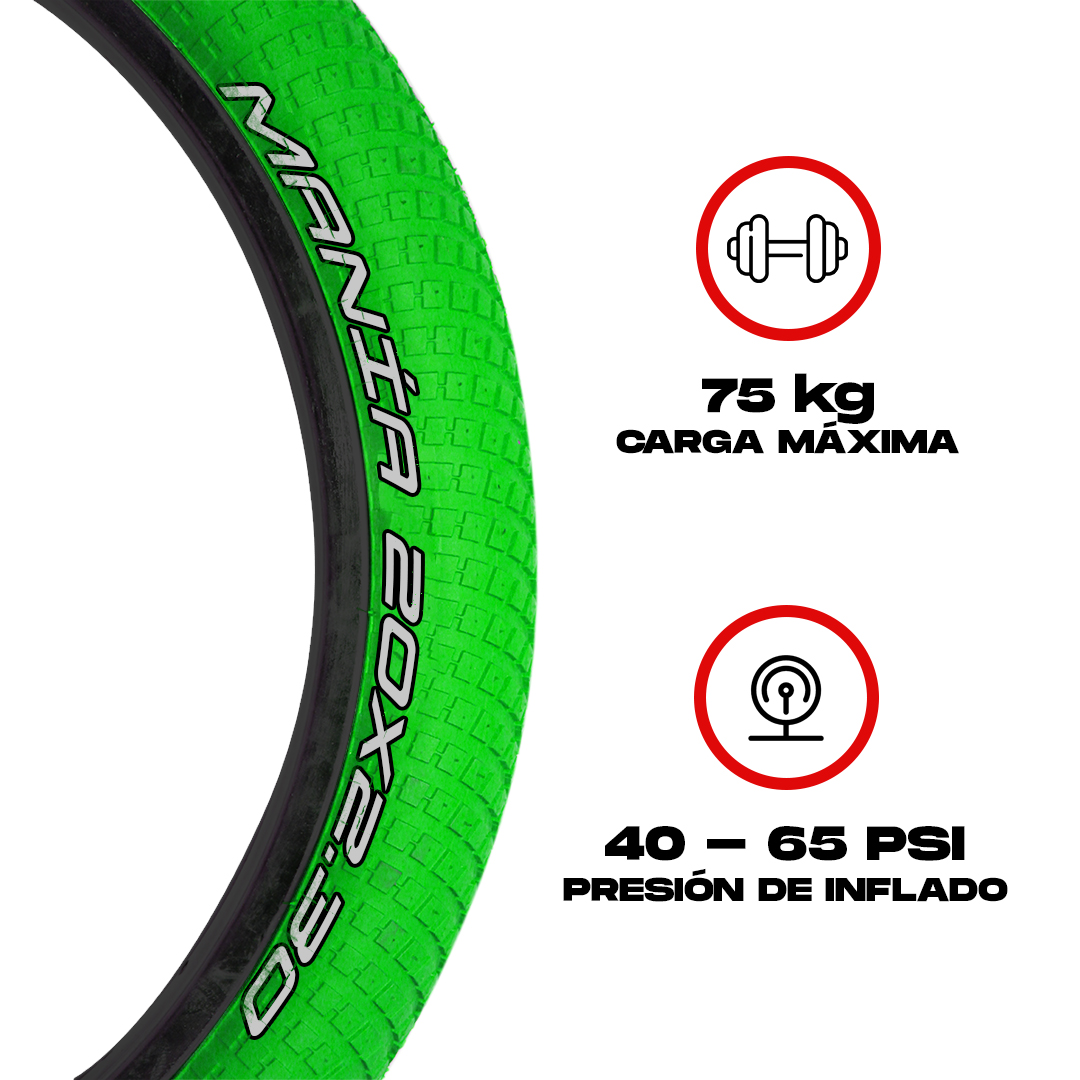 Par Llantas Bmx Bicicleta Freestyle Rodado 20 X 2.30 Verdes