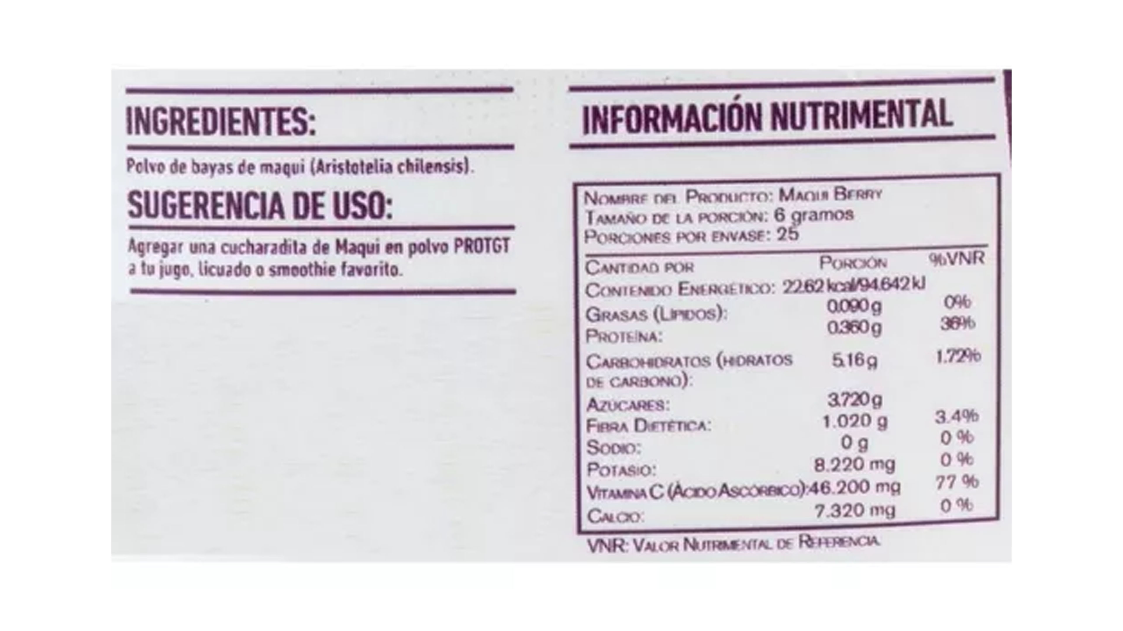 Maqui Berry En Polvo 150 Gr Puro Ayuda Sistema Inmune PROTGT