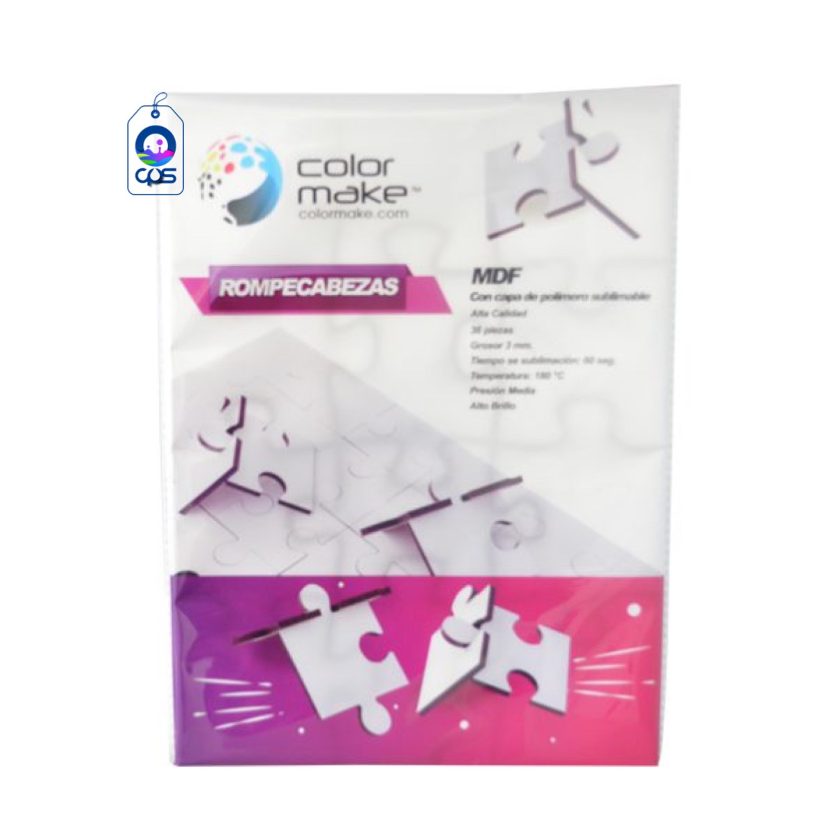 Rompecabezas A4 de MDF para sublimar, 3 piezas.