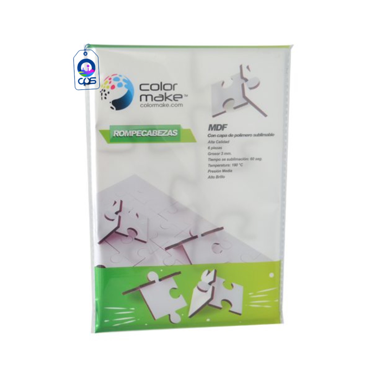 Rompecabezas de MDF para sublimar, 20 cm x 14 cm. 6 piezas de ensamble c/u. 3 piezas.