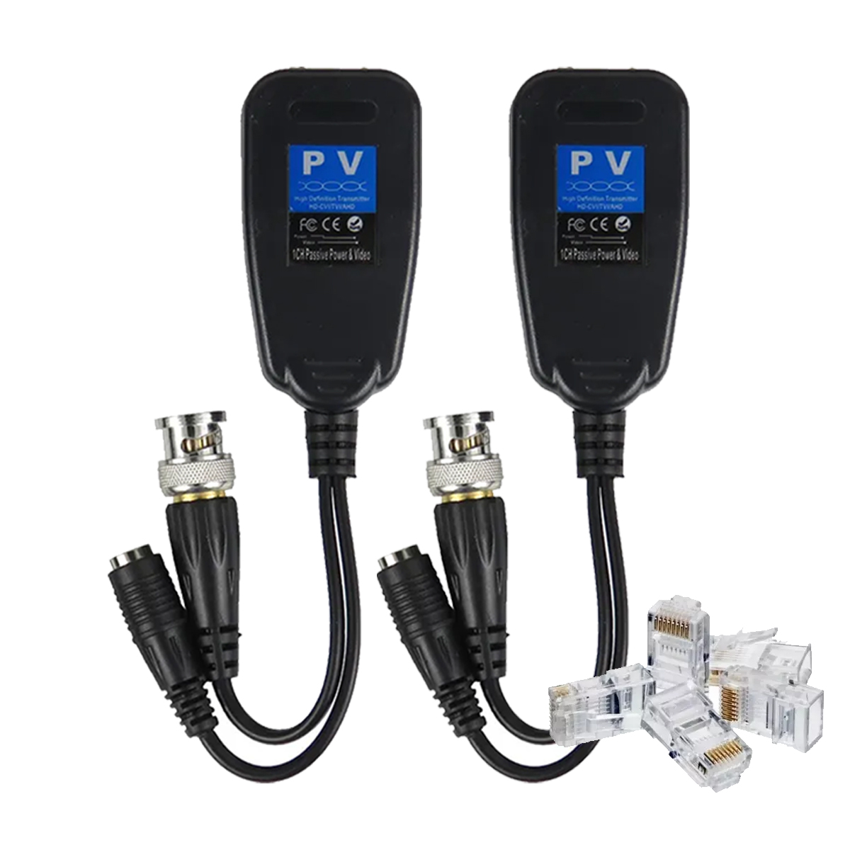 1 Par Video Balun Rj45 Salida Bnc Transceptor Pasivo 4k 8mpx