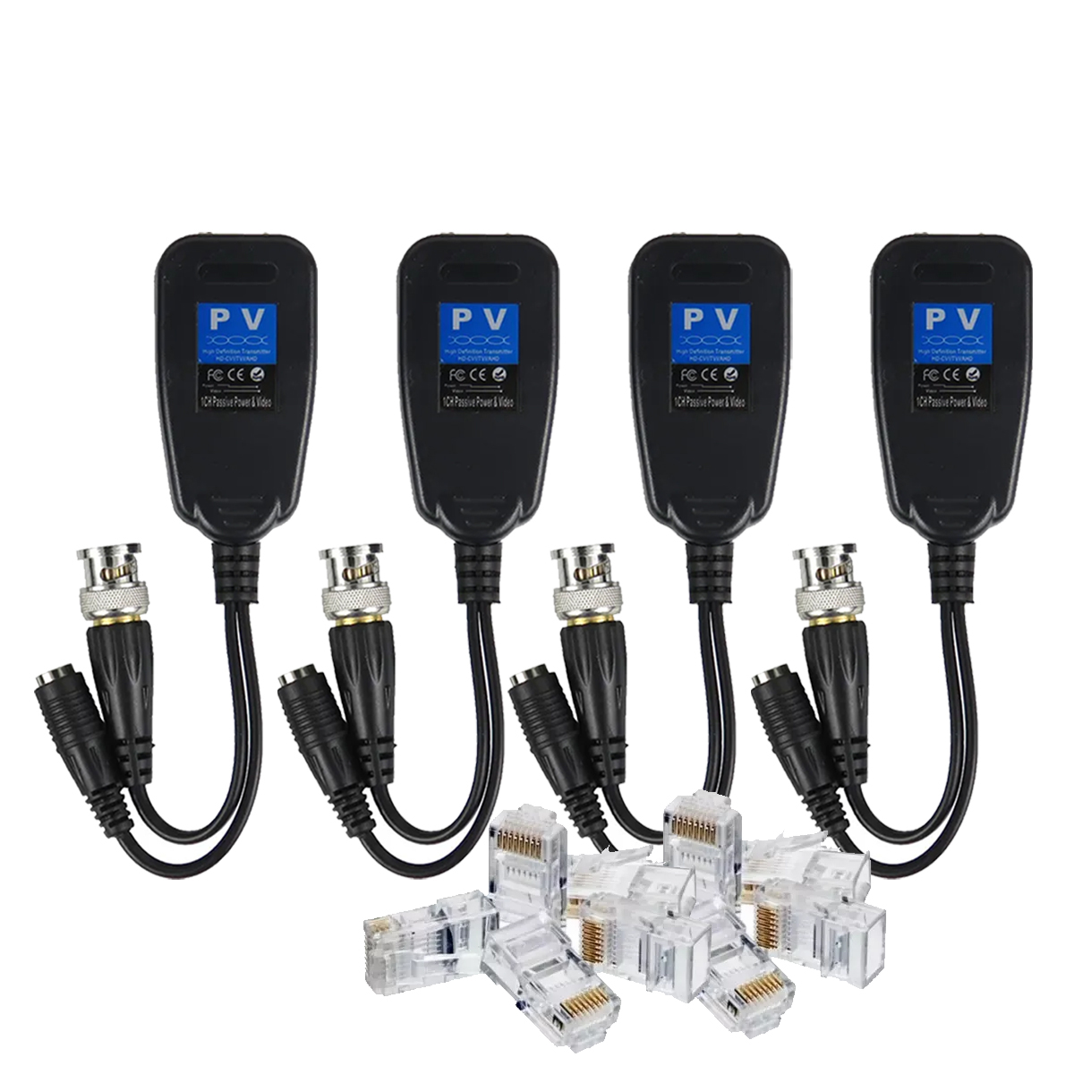 2 Par Video Balun Cctv Rj45 Bnc Transceptor Pasivo 4k 8mpx