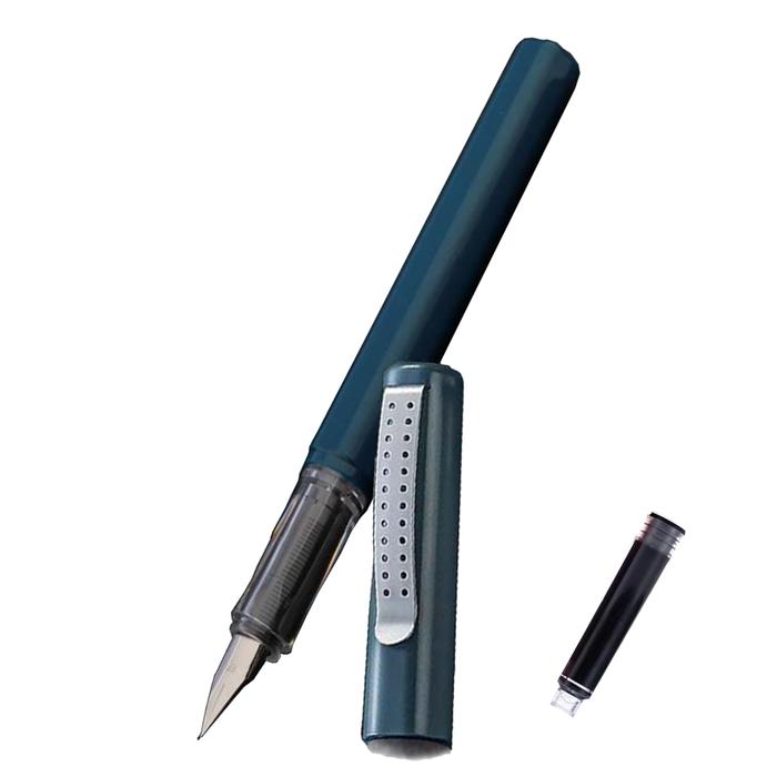 Pluma Fuente Cursiva MXLUB-014 2pzas 0,38mm 4mm Azul 2 Tintas Naranjas Plástico Para Cartucho LargeCartri, LuxBlue