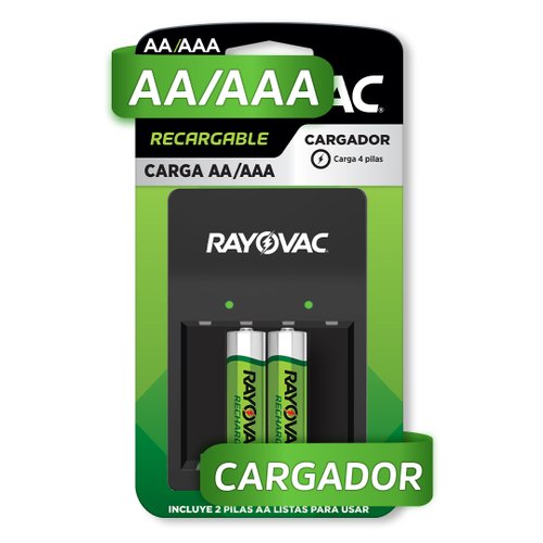 Cargador Pilas Baterías Rayovac Recargables + 2 Piezas AA