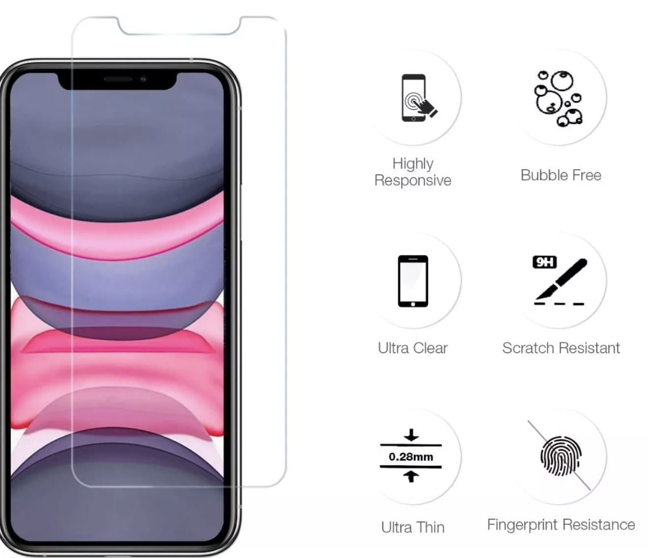 Pack 2 Unidades Mica Cristal Templado + 2 Micas Para Cámara IPHONE 11