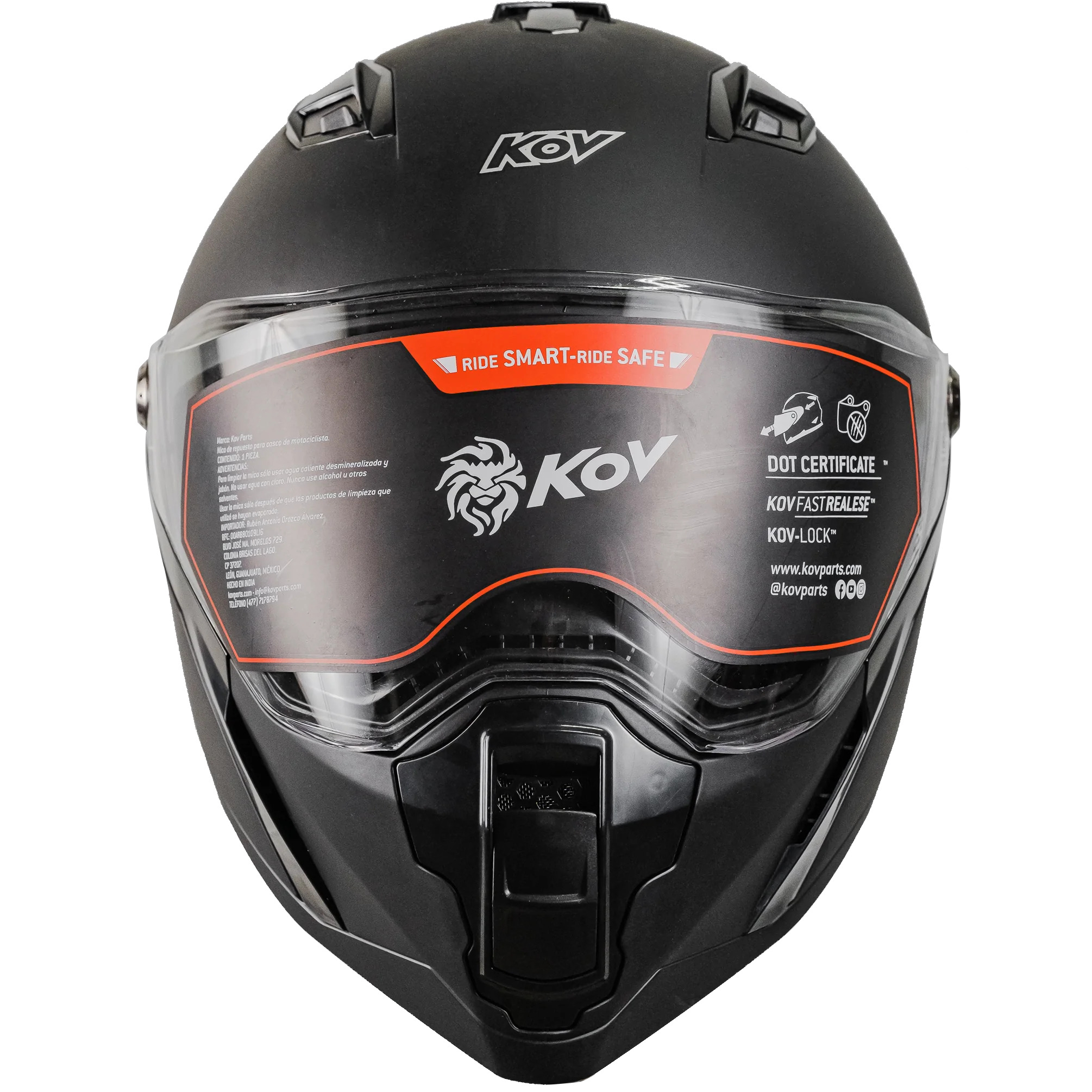 CASCO KOV JET NEGRO MATE INTEGRAL DEPORTIVO CERTIFICADO DOT PARA MOTO
