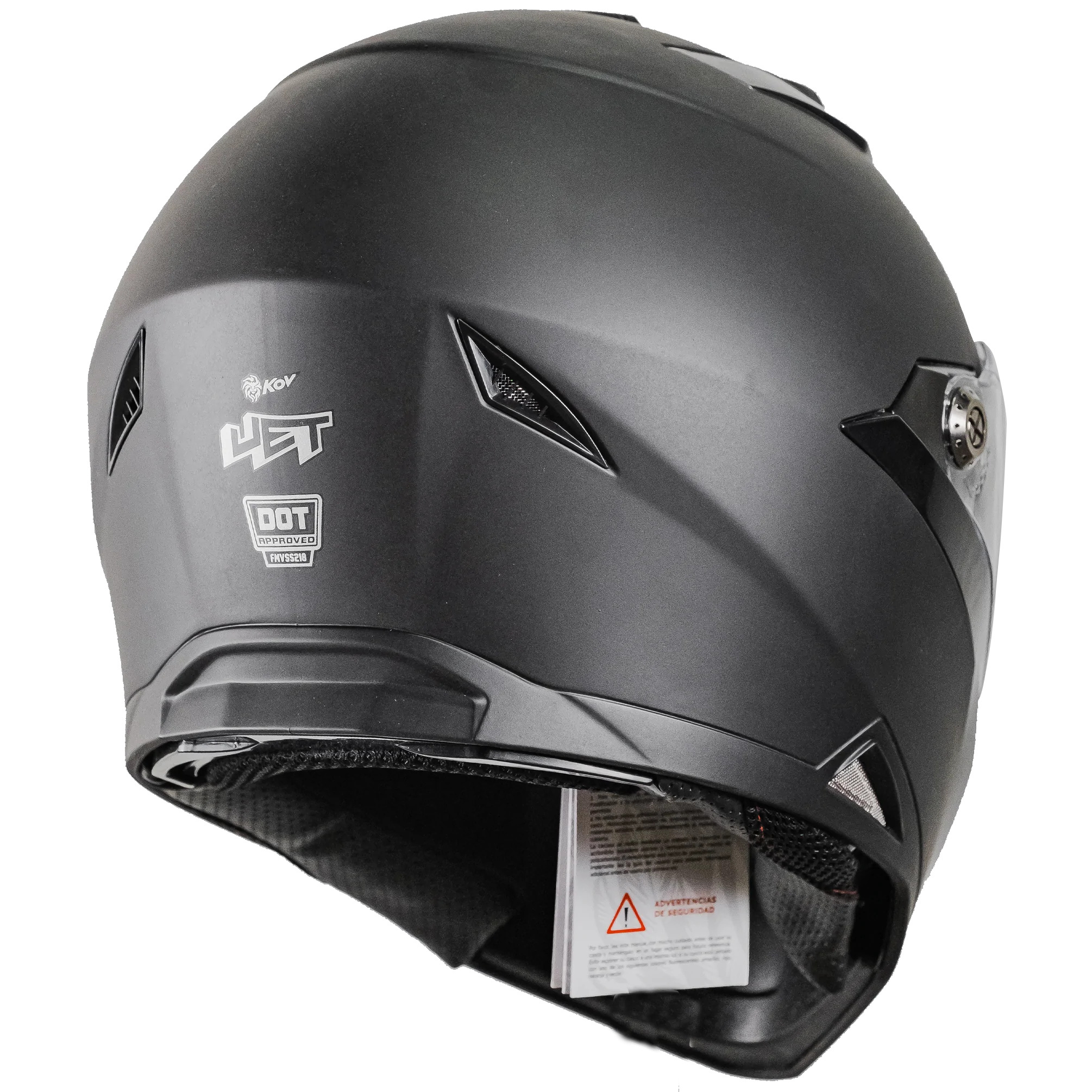 CASCO KOV JET NEGRO MATE INTEGRAL DEPORTIVO CERTIFICADO DOT PARA MOTO
