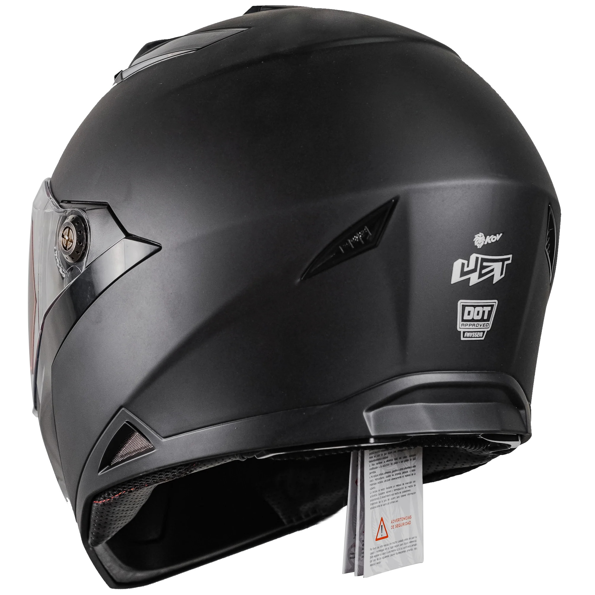 CASCO KOV JET NEGRO MATE INTEGRAL DEPORTIVO CERTIFICADO DOT PARA MOTO