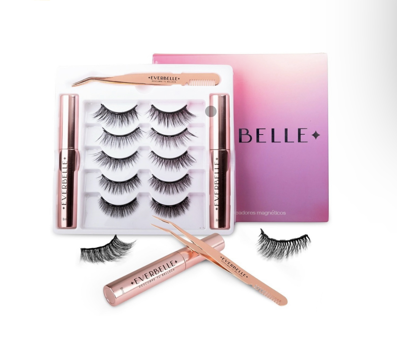 Kit Pestañas Magnéticas Con Tubos De Delineador Magnético