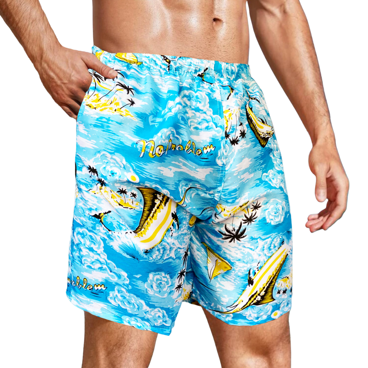 Traje De Baño Hombre Short Impermeable Bermuda de Secado Rápido