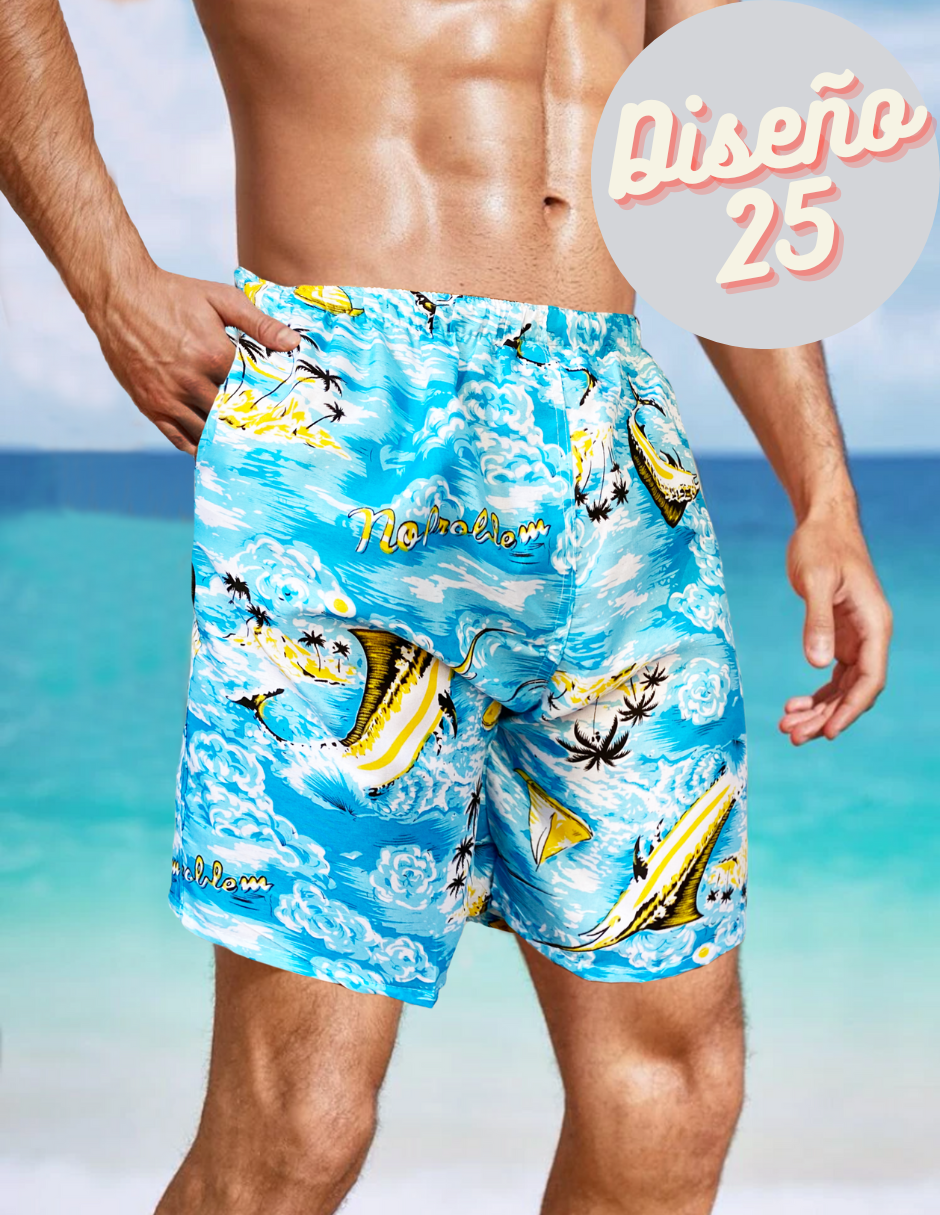 Traje De Baño Hombre Short Impermeable Bermuda de Secado Rápido